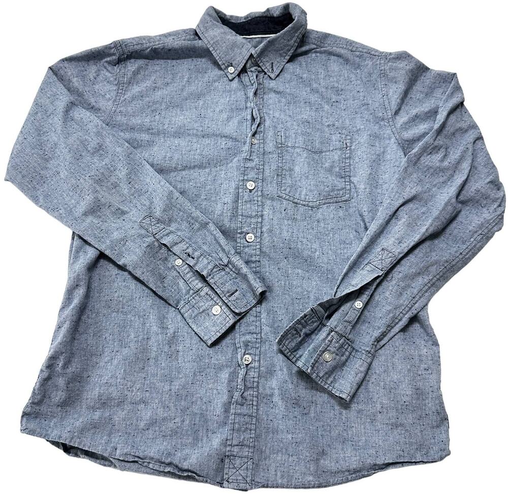 Ocean Current Button Up Shirt Men M Blue Long Sleeve Cotton Preppy Minimalist